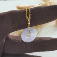 Translucent Icy Bluish Lavender Jadeite “Twinkle Diamond” Donut Pendant (JAB005396) 2