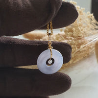 Translucent Icy Bluish Lavender Jadeite “Twinkle Diamond” Donut Pendant (JAB005396) 1