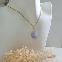 Translucent Icy Bluish Lavender Jadeite “Twinkle Diamond” Donut Pendant (JAB005396) 6