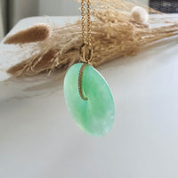 Translucent Icy Green Jadeite "Auspicious Coin" Pendant (JAB005400) 6