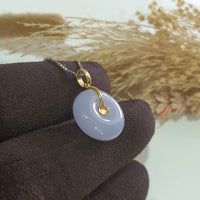 Good Translucency Icy Brilliant Lavender Jadeite “Cherry Blossom” Donut Pendant (JAB005421) 6