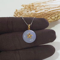 Good Translucency Icy Brilliant Lavender Jadeite “Cherry Blossom” Donut Pendant (JAB005421) 2