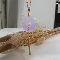 Good Translucency Icy Lavender Jadeite "Chandelier Coin" Pendant (JAB005482) 5