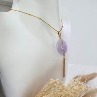 Good Translucency Icy Lavender Jadeite "Chandelier Coin" Pendant (JAB005482) 8