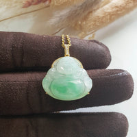 Good Translucency Icy with Icy Apple Green Jadeite "Laughing Buddha" Pendant (JAB005563) 3
