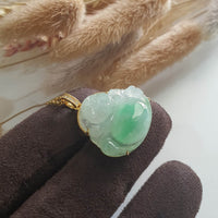Good Translucency Icy with Icy Apple Green Jadeite "Laughing Buddha" Pendant (JAB005563) 6