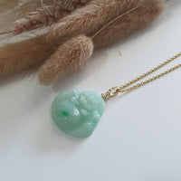 Translucent Green with Brilliant Green "Laughing Buddha" Pendant (JAB005568) 2