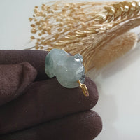 Translucent Icy Black Jadeite "Auspicious Pig of Wealth" Pendant (JAB005591) 4