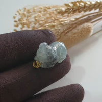 Translucent Icy Black Jadeite "Auspicious Pig of Wealth" Pendant (JAB005591) 3