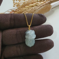 Translucent Icy Black Jadeite "Auspicious Pig of Wealth" Pendant (JAB005591) 7