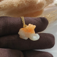 Translucent Icy Orange Jadeite "Auspicious Dog" Pendant (JAB005606) 5