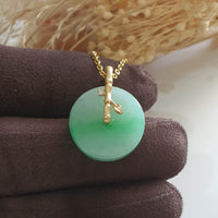 Translucent Green with Brilliant Green Jadeite "Bamboo Blossom" Pendant (JAB005632) 1