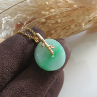 Translucent Green with Brilliant Green Jadeite "Bamboo Blossom" Pendant (JAB005632) 2