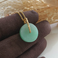 Translucent Green with Brilliant Green Jadeite "Bamboo Blossom" Pendant (JAB005632) 3