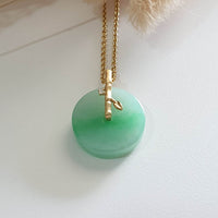 Translucent Green with Brilliant Green Jadeite "Bamboo Blossom" Pendant (JAB005632) 6