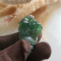 Highly Translucent Icy Green Jadeite "Conch of Wealth" Pendant (JAB005652) 4