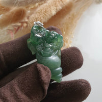 Highly Translucent Icy Green Jadeite "Conch of Wealth" Pendant (JAB005652) 2