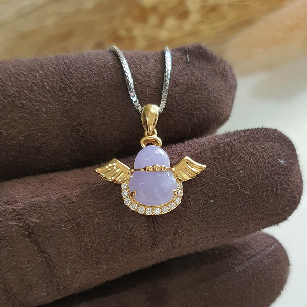 Translucency Icy Brilliant Lavender Jadeite "Be my Angel" Pendant (JAB005682) 1