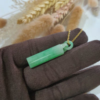 Translucent Green Jadeite "Infinity Interlocking Beam" Pendant (JAB005819) 4