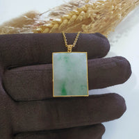 Translucent Bright Green Moss on Snow Jadeite “Wushi” Pendant (JAB005920) 2
