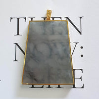 Highly Translucent Icy Black Jadeite "Trapezoid" Pendant (JAB005921) 4