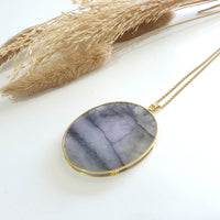 Good Translucency Icy Tri-Colour Black Jadeite "The Oval" Pendant (JAB005922) 8