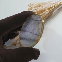 Good Translucency Icy Tri-Colour Black Jadeite "The Oval" Pendant (JAB005922) 3