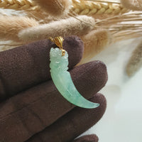 Good Translucency Icy Apple Green Jadeite "Auspicious Pixiu" Pendant (JAB005947) 5