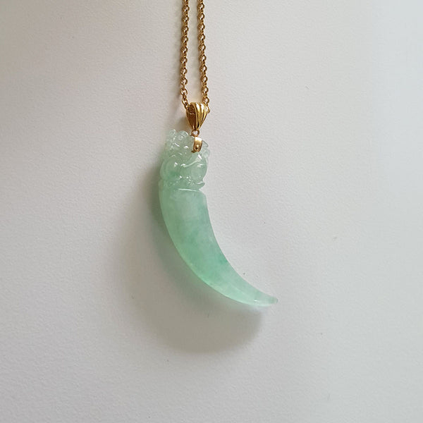 Good Translucency Icy Apple Green Jadeite "Auspicious Pixiu" Pendant (JAB005947) 1