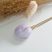Translucent Icy Brilliant Lavender Jadeite "Auspicious Coin" Pendant (JAB006003) 6