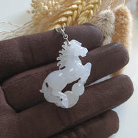Good Translucency Icy White Jadeite "Galloping Horse" Pendant (JAB006020) 3