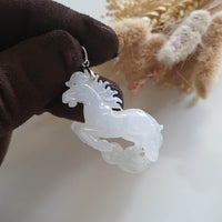 Good Translucency Icy White Jadeite "Galloping Horse" Pendant (JAB006020) 5
