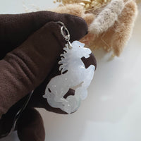 Good Translucency Icy White Jadeite "Galloping Horse" Pendant (JAB006020) 2