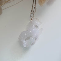 Good Translucency Icy White Jadeite "Galloping Horse" Pendant (JAB006020) 6