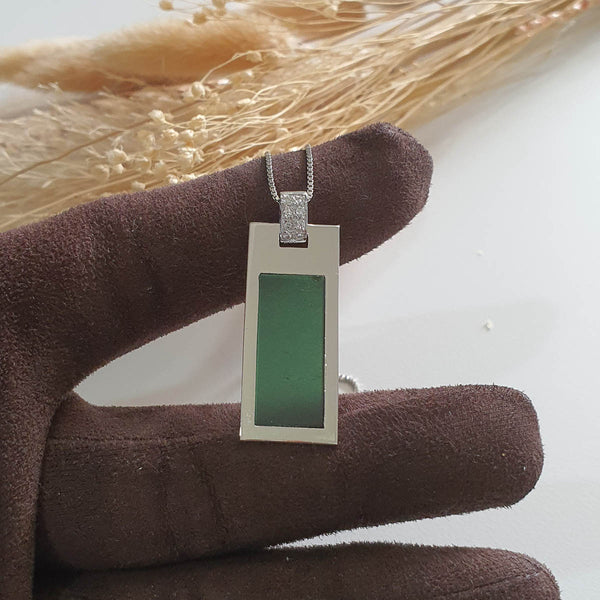 Translucent Icy Dark Bluish Green Omphacite Jadeite "The Ink" Pendant (JAB006021) 1
