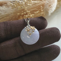 Translucent Icy Lavender Jadeite "Enchanted Bee and Baby’s Breath" Pendant (JAB006037) 1