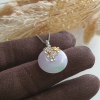Translucent Icy Brilliant Lavender and Apple Green Jadeite "Enchanted Bee and Baby’s Breath" Pendant (JAB006039) 3