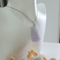 Translucent Lavender Jadeite "Mother Mary and Baby Jesus" Pendant (JAB006051) 9