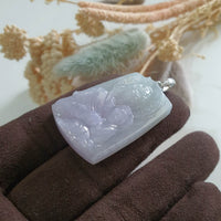 Translucent Lavender Jadeite "Mother Mary and Baby Jesus" Pendant (JAB006051) 3
