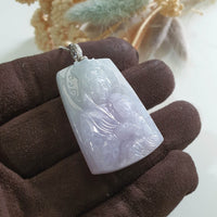 Translucent Lavender Jadeite "Mother Mary and Baby Jesus" Pendant (JAB006051) 5