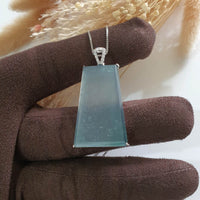 Highly Translucent Icy Blue Jadeite “Icy Trapezoid” Pendant (JAB006052) 1