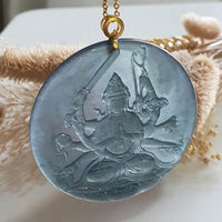 [Rare] Highly Translucent Icy Blue Jadeite "Cundi Bodhissattva" Pendant (JAB006062) 3