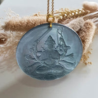 [Rare] Highly Translucent Icy Blue Jadeite "Cundi Bodhissattva" Pendant (JAB006062) 4