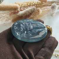 [Rare] Highly Translucent Icy Blue Jadeite "Cundi Bodhissattva" Pendant (JAB006062) 7