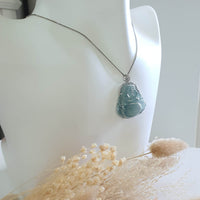 Highly Translucent Icy Blue "Laughing Buddha" Pendant (JAB006064) 9