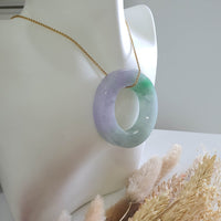 Translucent Icy Brilliant Lavender with Green Jadeite “The Orbital” Pendant (JAB006131) 8