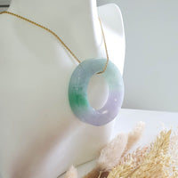 Translucent Icy Brilliant Lavender with Green Jadeite “The Orbital” Pendant (JAB006131) 9