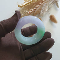 Translucent Icy Brilliant Lavender with Green Jadeite “The Orbital” Pendant (JAB006131) 3
