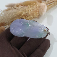 Good Translucency Icy Lavender and Green "Morning Glory" Pendant (JAB006140) 4