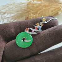 Translucent Brilliant Green Jadeite “Festive Glitters” Pendant (JAB006262) 5